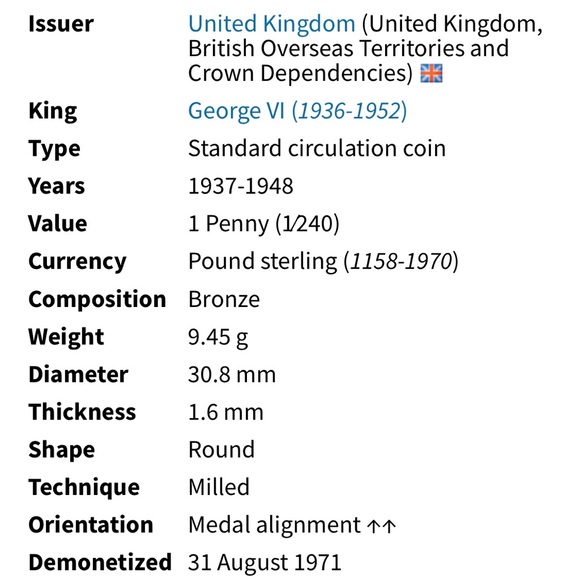 🎈$5 add on - 1940 ONE PENNY - George VI - Picture 3 of 6